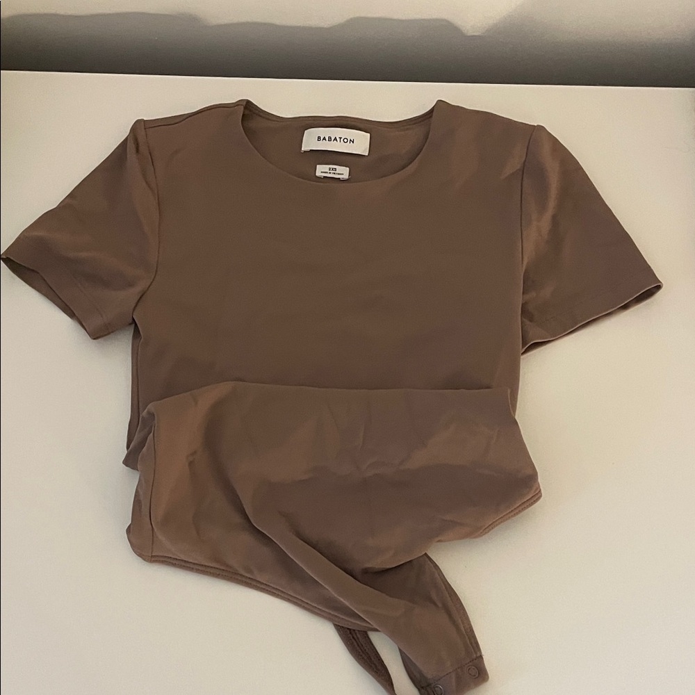 Babaton Brown Short Sleeve Body suit